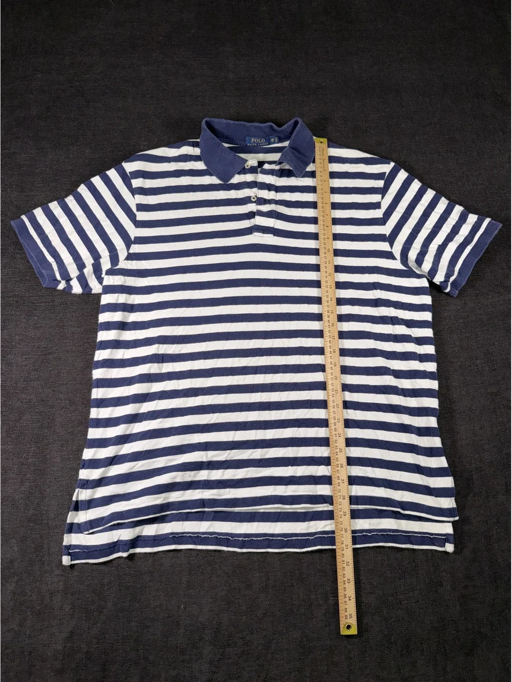 Polo Ralph Lauren Men's Striped Navy and White Polo Shirt Size 2XB Big Tall